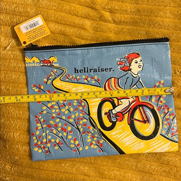 NWT colorful BLUE Q 'Hellraiser' Pouch with Bicycle Design - Picture 5 of 6